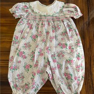Floral Baby Romper with Pink Roses vintage